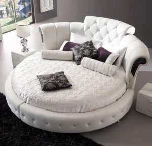 Upholstered Leather Round Bed