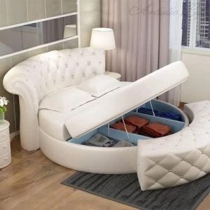 Upholstered Leather Round Bed