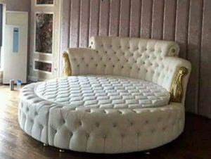 Upholstered Leather Round Bed