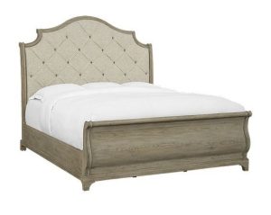Upholstered Sleigh Bed in Neutral Fabric