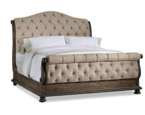 Upholstered Sleigh Bed in Neutral Fabric
