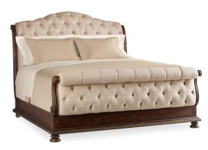 Upholstered Sleigh Bed in Neutral Fabric