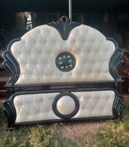 Upholstered Wooden King Size Bed