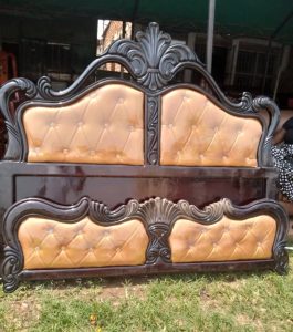 Upholstered Wooden King Size Bed