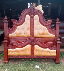 Upholstered Wooden King Size Bed