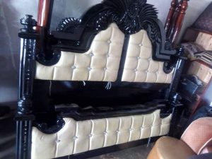 Upholstered Wooden King Size Bed
