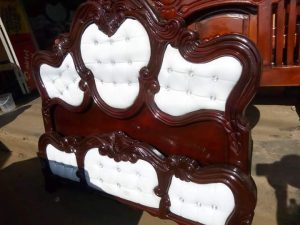 Upholstered Wooden King Size Bed