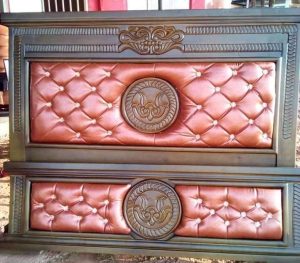 Upholstered Wooden King Size Bed