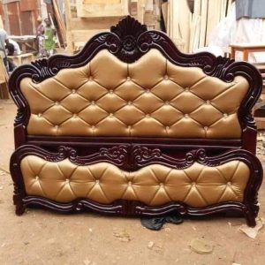 Upholstered Wooden King Size Bed