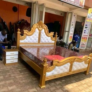 Upholstered Wooden King Size Bed