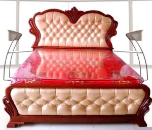 Upholstered Wooden King Size Bed