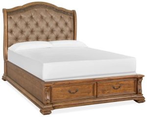 Walnut Veneer Sleigh Storage Bed
