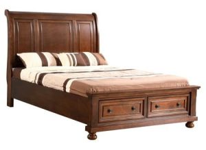 Walnut Veneer Sleigh Storage Bed