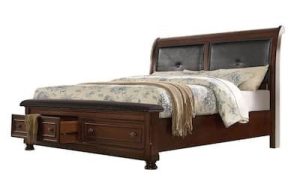 Walnut Veneer Sleigh Storage Bed