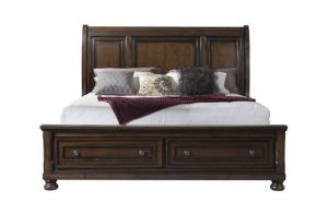 Walnut Veneer Sleigh Storage Bed