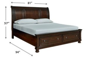 Walnut Veneer Sleigh Storage Bed
