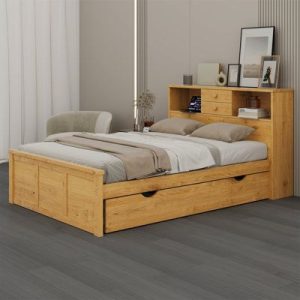 Wooden Frame Futon Bed with Storage Drawers