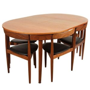 Wooden Round Dining Table with Push-In Chairs
