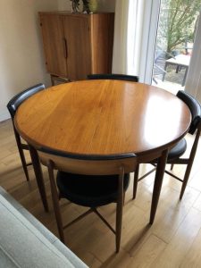 Wooden Round Dining Table with Push-In Chairs