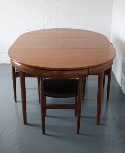 Wooden Round Dining Table with Push-In Chairs