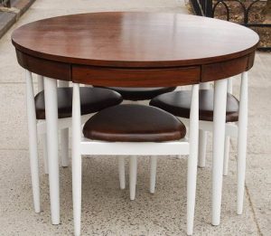 Wooden Round Dining Table with Push-In Chairs