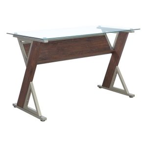 Contemporary Glass and Wood Writing Desk