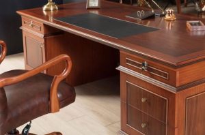 Executive Office Desk with Leather Inlay