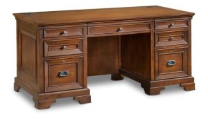 Executive Office Desk with Leather Inlay