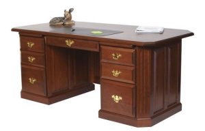 Executive Office Desk with Leather Inlay