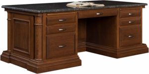 Executive Office Desk with Leather Inlay