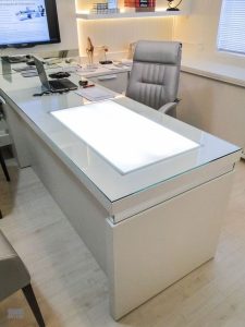 Futuristic Office Glass Desk
