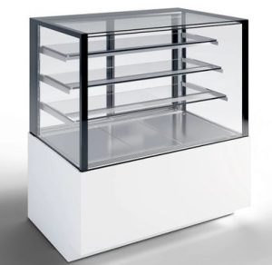 Glass Bakery Display Table with Built-in Lighting