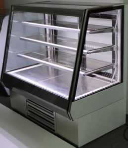 Glass Bakery Display Table with Built-in Lighting