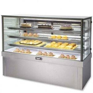 Glass Bakery Display Table with Built-in Lighting