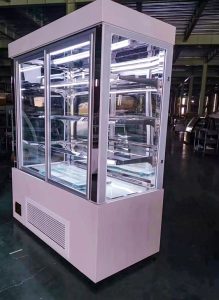 Glass Bakery Display Table with Built-in Lighting