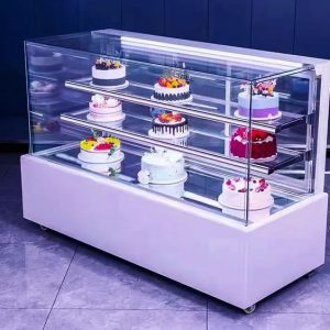 Glass Bakery Display Table with Built-in Lighting
