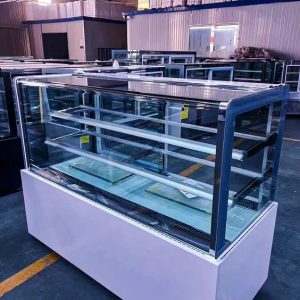 Glass Bakery Display Table with Built-in Lighting