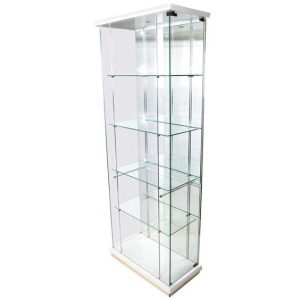 Glass Pedestal Display Table with Metal Base