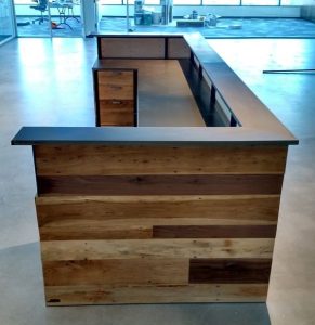 Industrial Reclaimed Wood Reception Counter