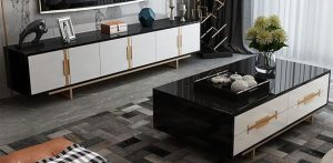 Glass TV Table with Matching Center Table