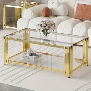 Gold-Finished Coffee Table