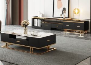 Monochrome TV Table and Center Table Set