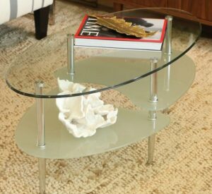 Oval-Shaped Glass Coffee Table