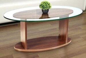 Oval-Shaped Glass Coffee Table