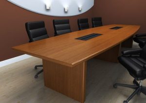 Walnut Veneer Boat-Shaped Conference Table