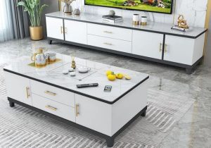 White Gloss TV Table and Center Table Set