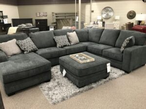 Linen Fabric U-Shaped Sectional with Ottoman