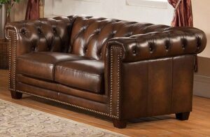 Faux Leather Chesterfield Sofa Set with Deep Seats