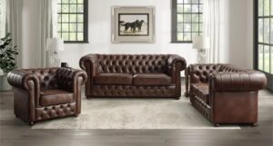 Classic Leather Chesterfield Sofa Set