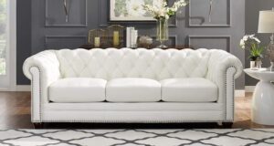 White Leather Chesterfield Loveseat